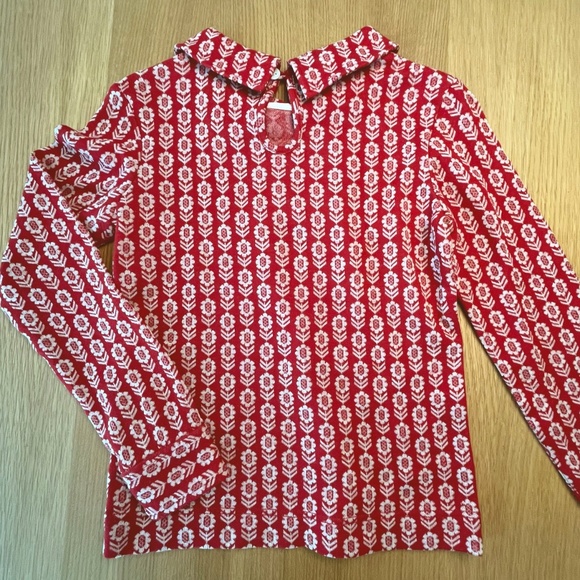 Orla Kiely Iconic Stem Print Red 100% Wool Top Collared Long Sleeve. Size 1. - Picture 2 of 4